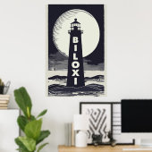Biloxi Mississippi Lighthouse Moon Poster (Heimbüro)
