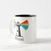 Biloxi Mississippi Lighthouse Rainbow Zweifarbige Tasse (Vorderseite Links)