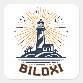 Biloxi Mississippi Lighthouse Sunrise Quadratischer Aufkleber