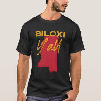 Biloxi Mississippi Y'All Ms Pride Staat Karte Nied T-Shirt