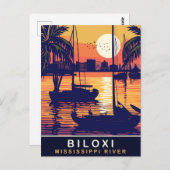 Biloxi, Sonnenuntergang über dem Mississippi River Postkarte (Vorne/Hinten)
