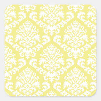 BILTMORE DAMASK IN WEISS AUF GELB QUADRATISCHER AUFKLEBER