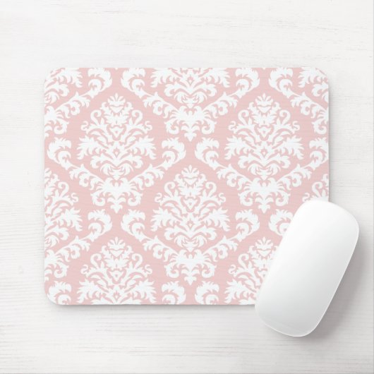BILTMORE DAMAST im WEISS und ERRÖTEN ROSA Mousepad (Mit Mouse)