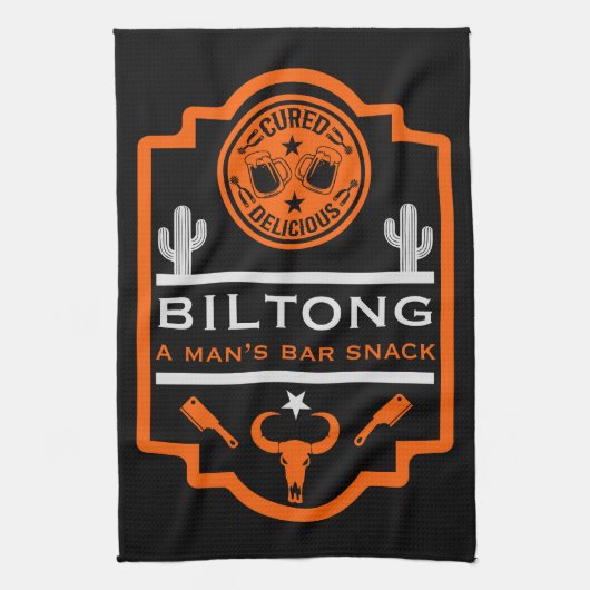 Biltong und Bier Geschirrtuch (Vertikal)