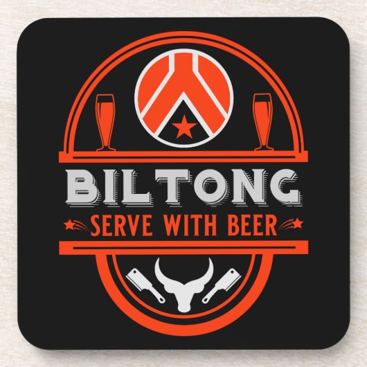 Biltong und Bier Getränkeuntersetzer (Vorderseite)