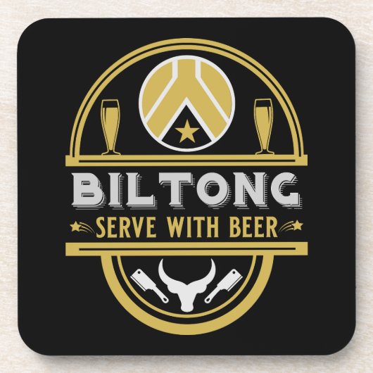 Biltong und Bier Getränkeuntersetzer (Vorderseite)
