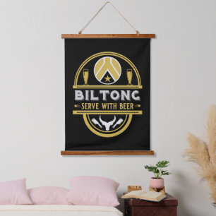 Biltong und Bier Wandteppich Mit Holzrahmen