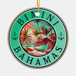 Bimini Bahamas Anker Angeln Vintages Fischerboot Keramik Ornament