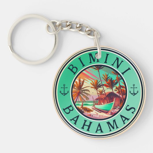 Bimini Bahamas Anker Angeln Vintages Fischerboot Schlüsselanhänger (Vorderseite)