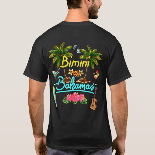 Bimini Bahamas Beach Summer Palm Surf Sun Set Palm T-Shirt (Rückseite)