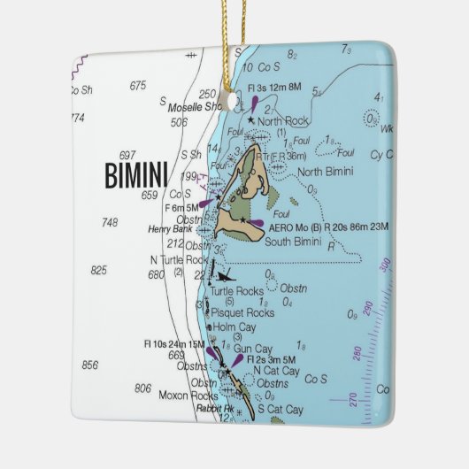 Bimini Bahamas Chart Keramikornament (Links)