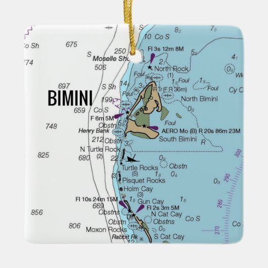 Bimini Bahamas Chart Keramikornament (Vorderseite)