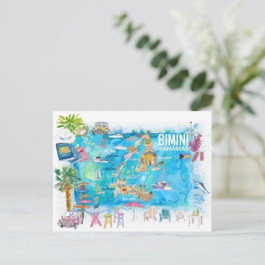 Bimini Bahamas Illustrierte Karte (Stehend Vorderseite)