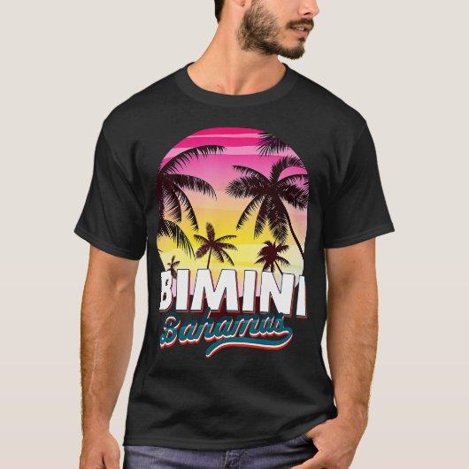 Bimini Bahamas Palm Tree Beach Sommerurlaub Sonne T-Shirt (Vorderseite)