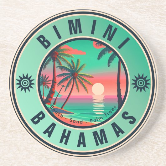 Bimini Bahamas Retro Sunset Travel Souvenir 1950s Getränkeuntersetzer (Vorne)