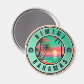 Bimini Bahamas Retro Sunset Travel Souvenir 1950s Magnet (Vorderseite/Rückseite)