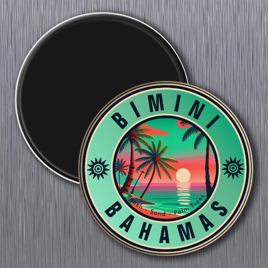 Bimini Bahamas Retro Sunset Travel Souvenir 1950s Magnet
