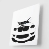 ~Bimmer~ WALL CLOCK, AUTO POP ART, KUNSTSTOFF! Quadratische Wanduhr (Winkel)
