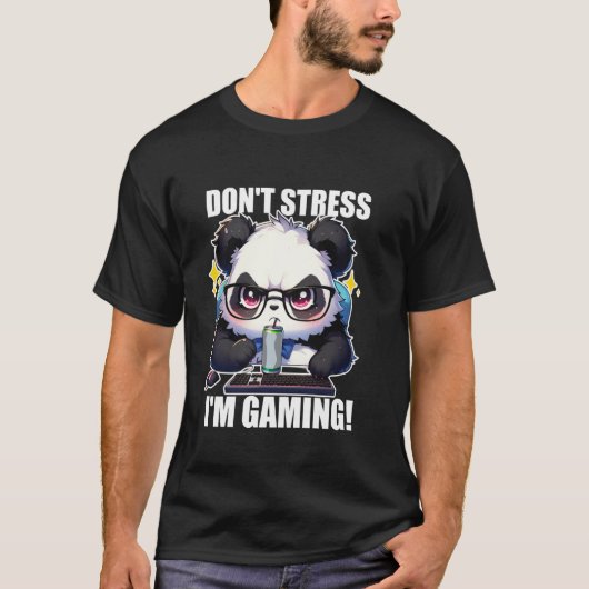 Bin am Zocken Gaming Panda Grumpy Funny T-Shirt (Vorderseite)
