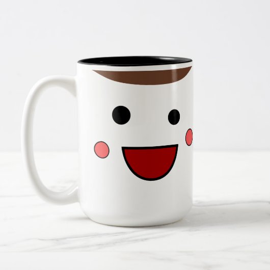 Bin ich erreichbar / unzugänglich Chibi Smilie Zweifarbige Tasse (Links)