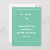 Bin ich perfekt? Nein. Nicht versuchen, ein Witz z Postkarte (Vorne/Hinten)