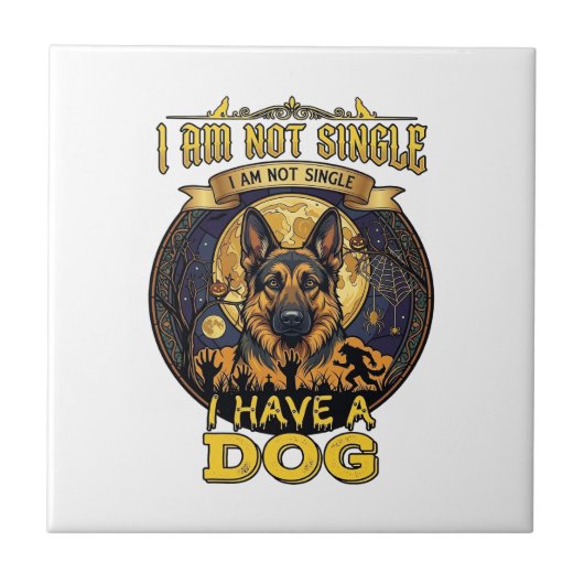 Bin nicht Single Habe Hund Halloween_1 Fliese (Vorderseite)
