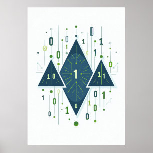 Binärcode-Geometrisches Muster für Programmierer u Poster