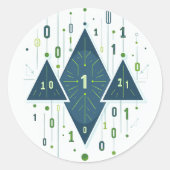 Binärcode-Geometrisches Muster für Programmierer u Runder Aufkleber (Vorderseite)