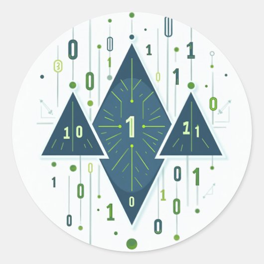 Binärcode-Geometrisches Muster für Programmierer u Runder Aufkleber (Vorderseite)