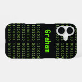 Binärcode mit Bildschirm-Glow-Name iPhone 16 Hülle (Rückseite (Horizontal))