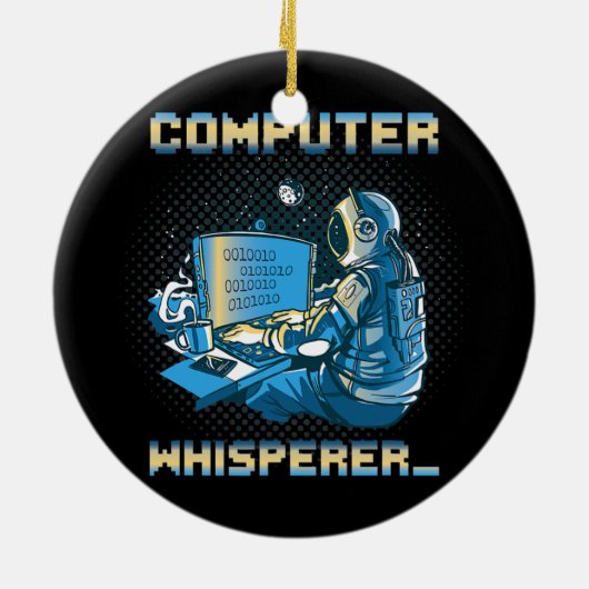 Binäre Codierung von Computer Whisperer-Programmie Keramik Ornament (Hinten)
