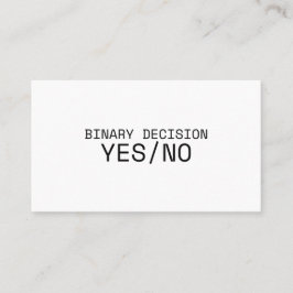 Binäre Entscheidung Ja Nein Minimalistische Schrei Visitenkarte