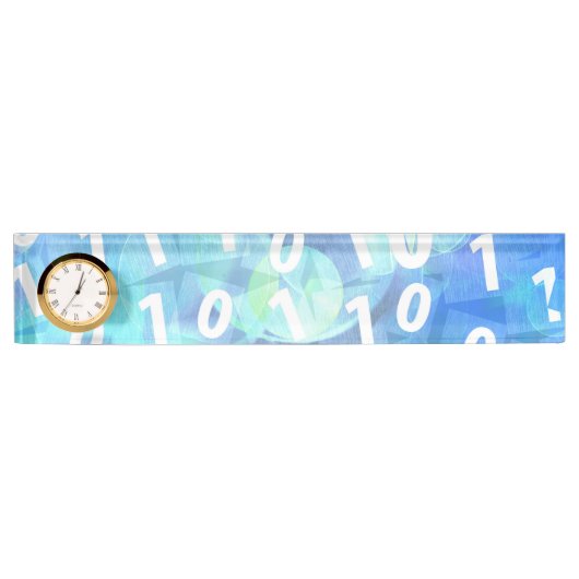 Binärer Code in Blauem und in Lila Namensplakette (Vorderseite)