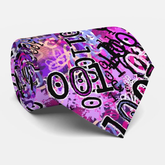 Binärer Code Lila rosa Krawatte (Gerollt)