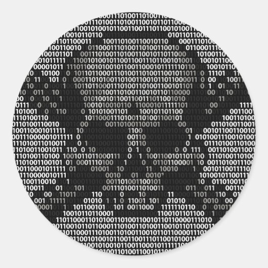 Binärer Code - Schädel und Kreuzbeine Runder Aufkleber (Vorderseite)