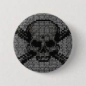 Binärer Code-Totenkopf mit gekreuzter Knochen Button (Vorderseite)
