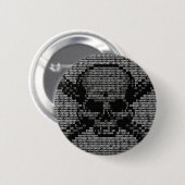 Binärer Code-Totenkopf mit gekreuzter Knochen Button (Vorne & Hinten)