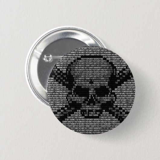 Binärer Code-Totenkopf mit gekreuzter Knochen Button (Vorne & Hinten)