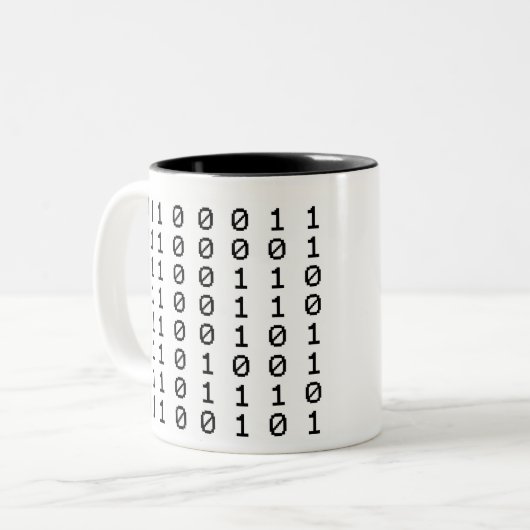 Binäres Koffein und Witz 11 Zweifarbige Tasse (Vorderseite Links)