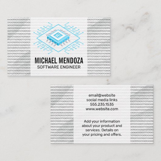 Binärkode | AI Chip Tech Visitenkarte (Vorne/Hinten)