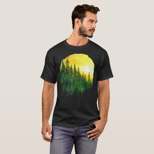 Binärkode für Retro-Bergwald T-Shirt (Vorne ganz)