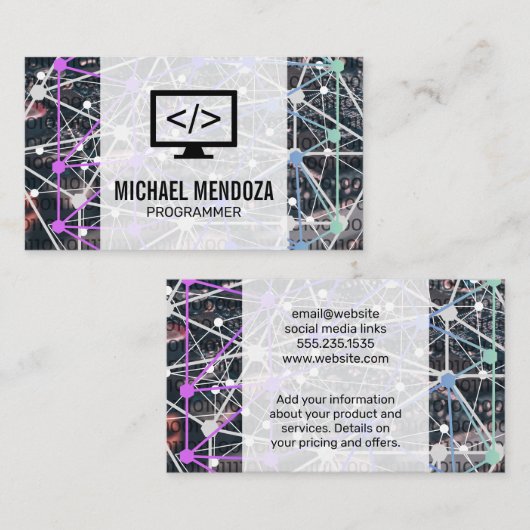 Binärkode | Netzwerk | Tech Visitenkarte (Vorne/Hinten)