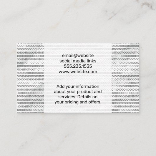 Binärkode | Programming-Tech-Logo Visitenkarte (Rückseite)