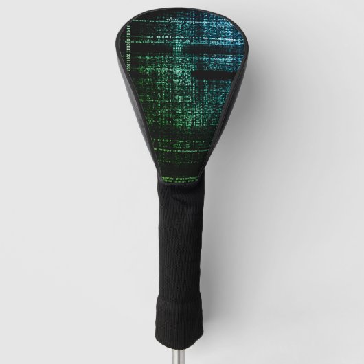 Binary Bliss Black und Green Golf Headcover (Vorderseite)
