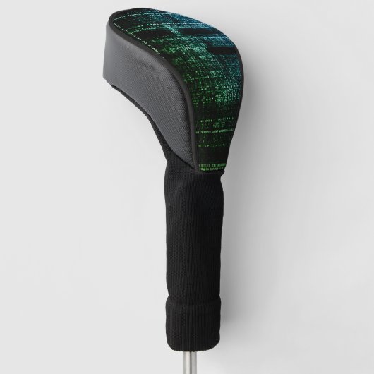 Binary Bliss Black und Green Golf Headcover (angewinkelt)