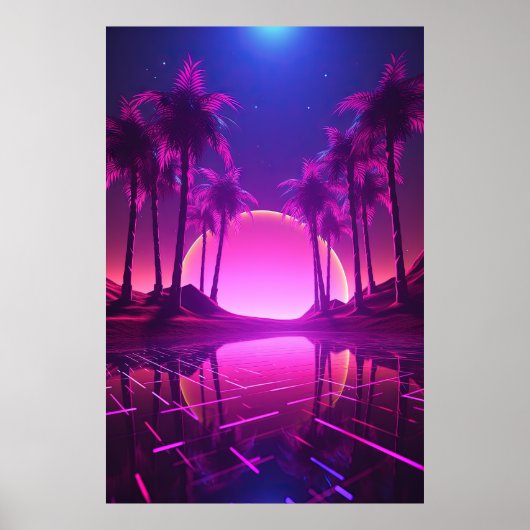 Binary Bliss: Synthwave Euphoria Poster (Vorne)