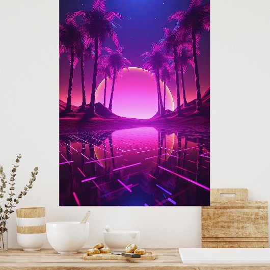 Binary Bliss: Synthwave Euphoria Poster (Küche)