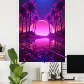 Binary Bliss: Synthwave Euphoria Poster (Heimbüro)