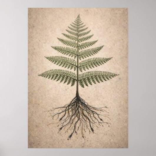 Binary Botany - Coding and Nature Abstract Art Poster (Vorne)