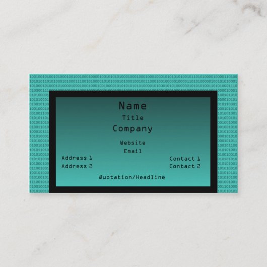 Binary Code Business Card, Aquamarin Visitenkarte (Vorderseite)